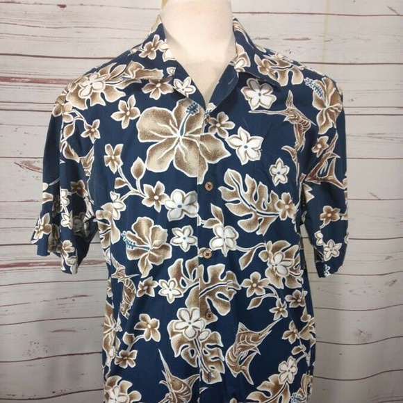 Bluewater Wear Shirts Bluewater Wear Mens Hawaiian Shark Orchids